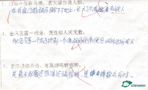 最搞笑的试卷答案